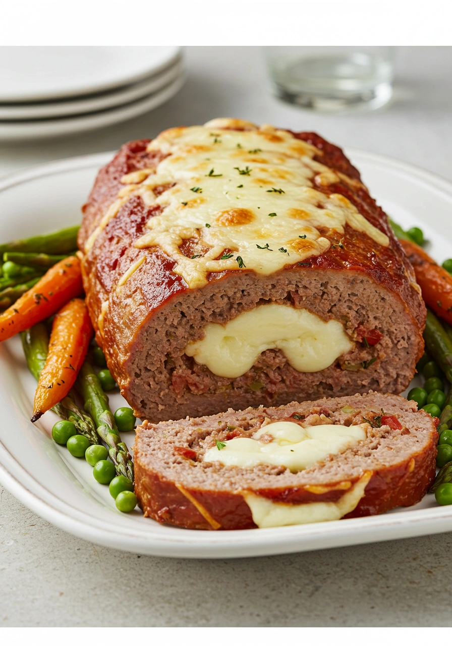 Stuffed Meatloaf with Mozzarella - tertiary view
